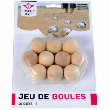 10x jeu de boules/petanque houten buts/markerings balletjes 30 mm buitenspeelgoed