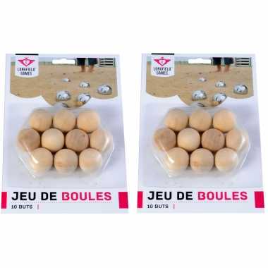20x jeu de boules/petanque houten buts/markerings balletjes 30 mm buitenspeelgoed