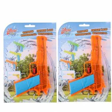 3x waterpistolen/waterpistool oranje van 18 cm kinderspeelgoed