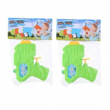 5x mini waterpistolen/waterpistool groen van 12 cm kinderspeelgoed