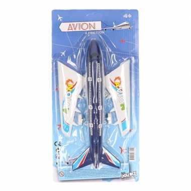 Blauw speelgoed vliegtuig 38 cm