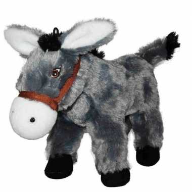 Pluche grijze ezel knuffel 34 cm speelgoed