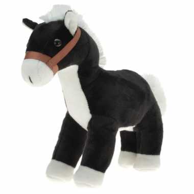 Pluche paarden knuffel zwart 30 cm speelgoed