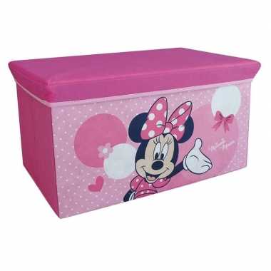Roze minnie mouse disney speelgoed opbergbox met zitvlak 55 cm