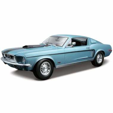 Speelgoed auto ford mustang gt 1968 blauw 1:18