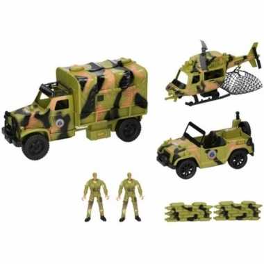 Speelgoed leger / army set met voertuigen en soldaten 8-delig