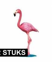 2x plastic speelgoed dieren flamingos 8 cm