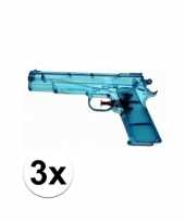 3x blauw speelgoed waterpistolen 20 cm