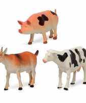 3x plastic boerderij dieren speelgoed figuren 17 cm voor kinderen
