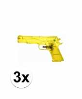 3x voordelige gele speelgoed waterpistolen 20 cm