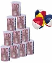 Blikken gooien 10 euro geld biljet blik 13 cm speelset 13 delig speelgoed