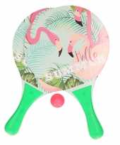 Groene beachball set met flamingoprint buitenspeelgoed