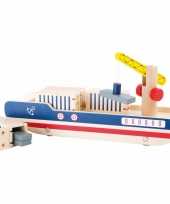 Houten container schip speelgoed set 8 delig