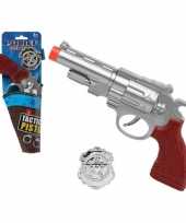Politie speelgoed pistool zilver 27 cm