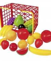 Rood speelgoed boodschappen winkelmandje met groente en fruit 20 delig