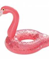 Roze glitter flamingo opblaasbare zwemband zwemring 80 x 106 x 79 cm speelgoed
