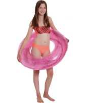 Roze glitter opblaasbare zwemband zwemring 79 cm kids speelgoed