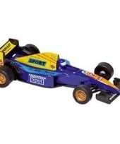 Speelgoed auto formule 1 wagen blauw 10 cm