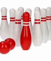 Speelgoed houten bowlingset kegelspel 12 delig