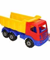Speelgoed rood geel blauwe kiepwagen auto voor jongens 41 cm