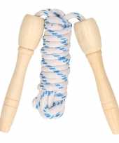 Springtouw wit blauw 230 cm met houten handvatten speelgoed
